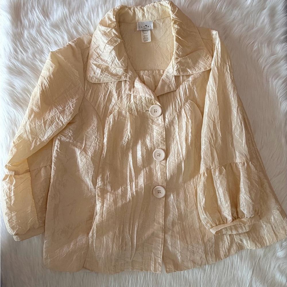 Lightweight Cream Button-Front Blazer Jacket - Picture 10 of 12